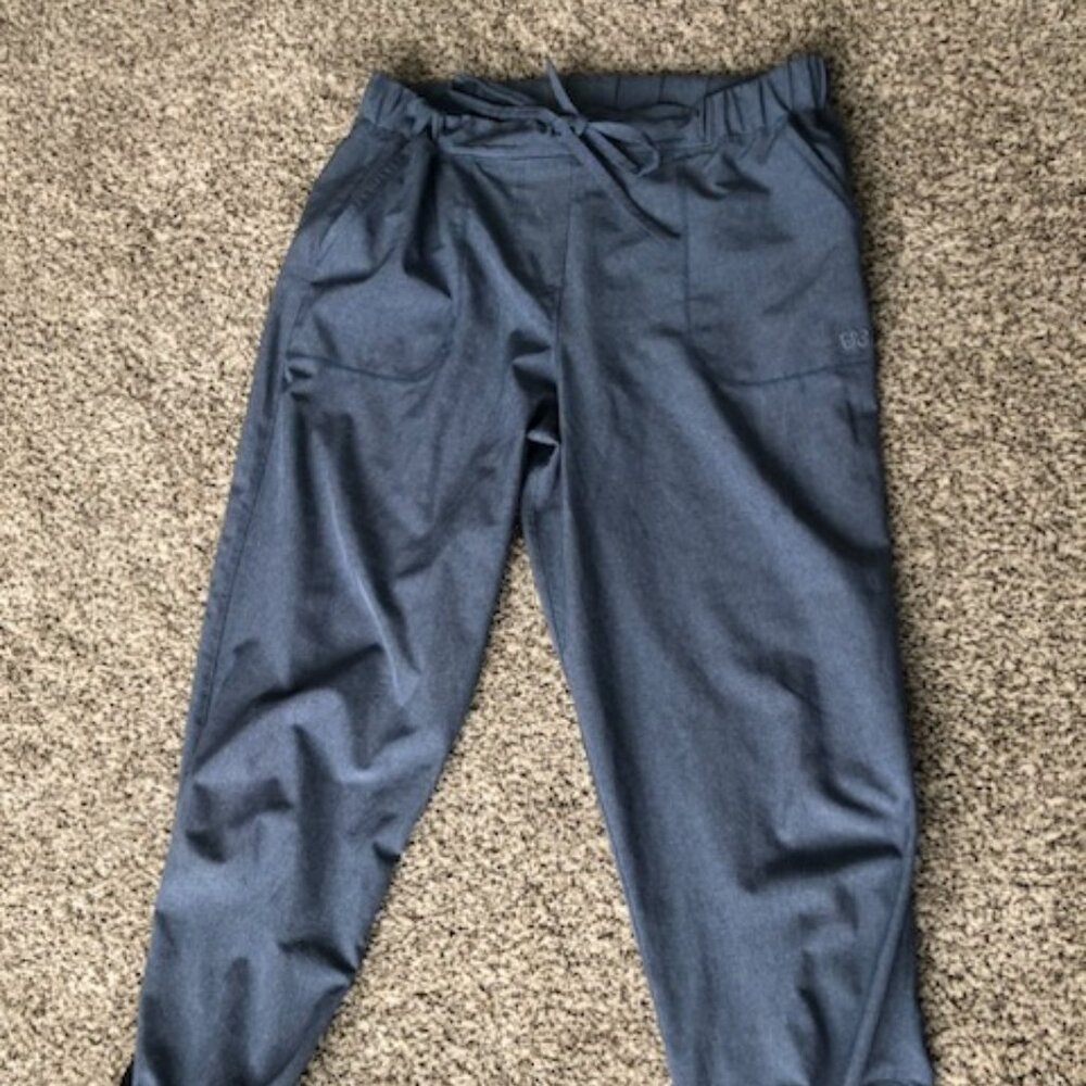 Albion Fit Petite Small jetsetters denim blue color joggers